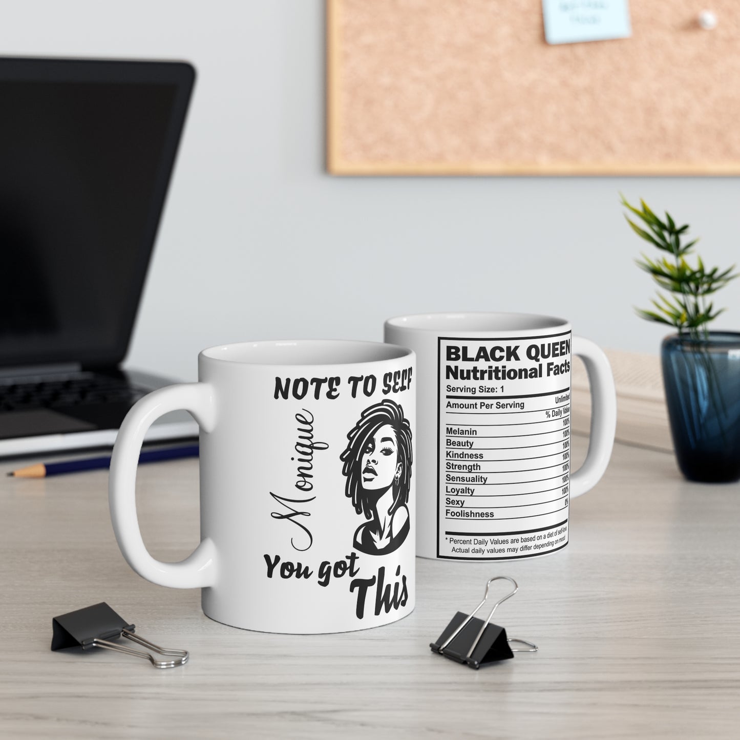 You Got This & Black Queen double sided Personalised mug: Add Name