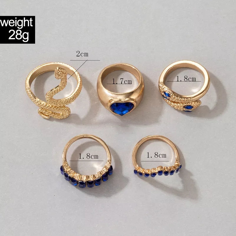 5pcs Ring Set Blue