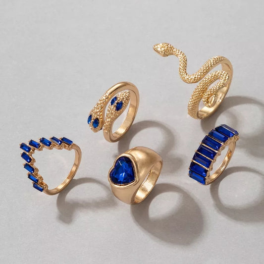 5pcs Ring Set Blue