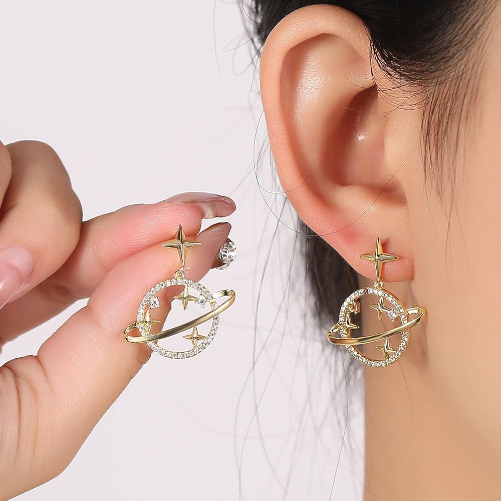 Moon, Star, Planet Drop Earrings