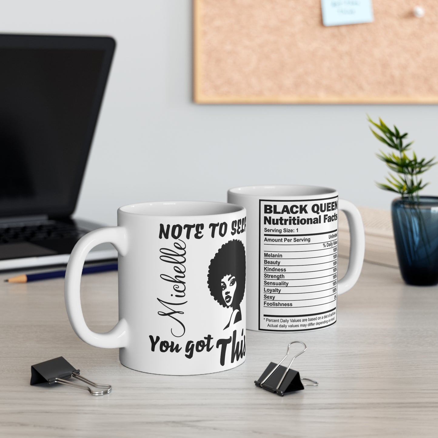 You Got This & Black Queen double sided Personalised mug: Add Name