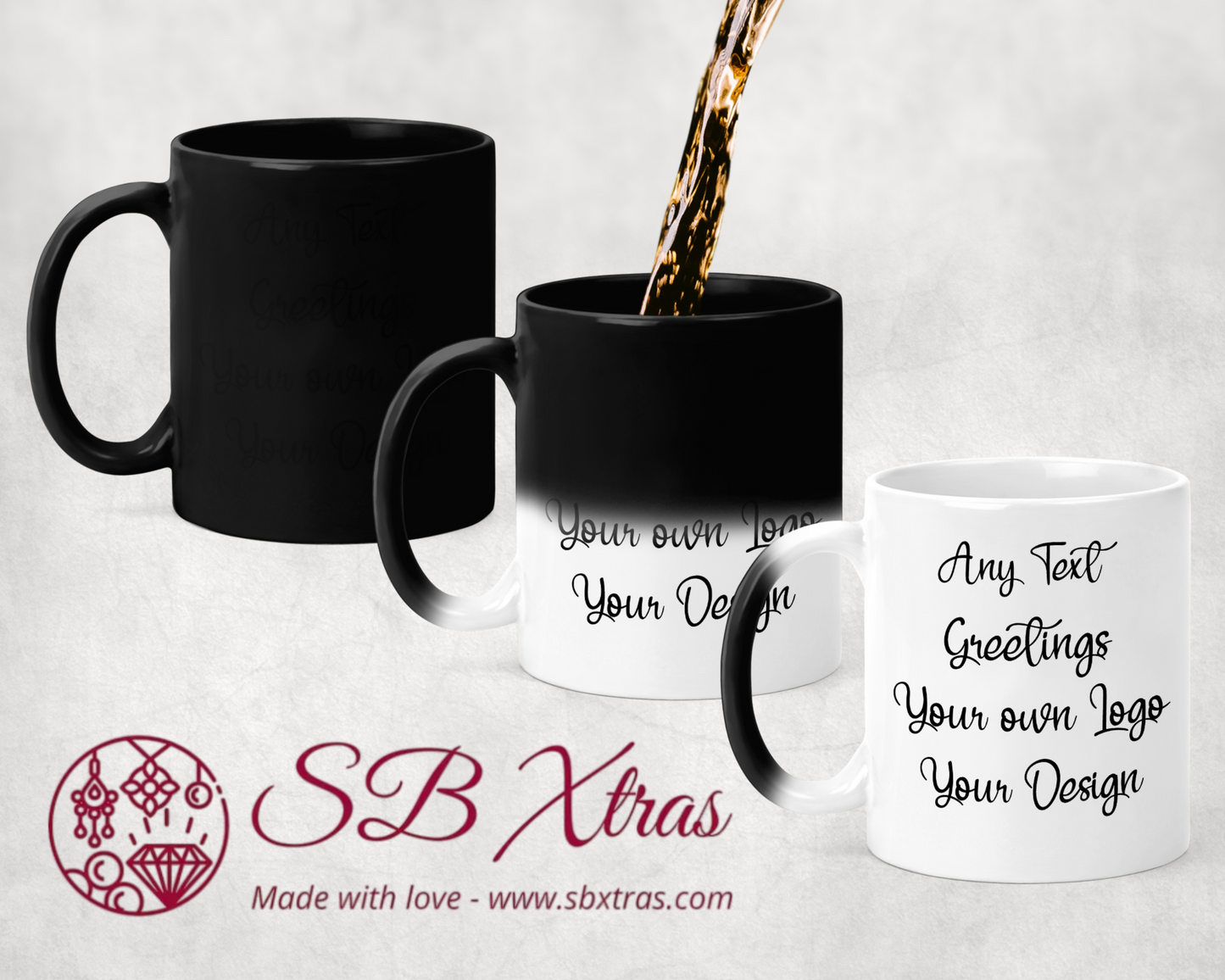 Personalised Heat Colour Changing Gift Magic Mug Image Photo Logo Text Cup. Heat sensitive Picture Cup / Mug.