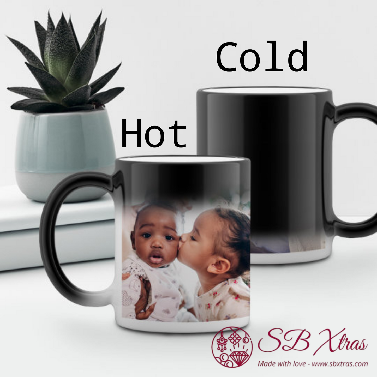 Personalised Heat Colour Changing Gift Magic Mug Image Photo Logo Text Cup. Heat sensitive Picture Cup / Mug.