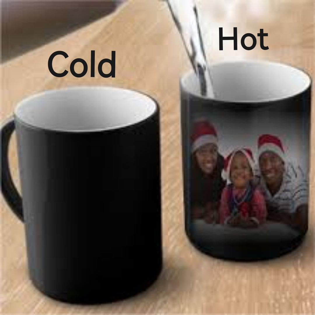 Personalised Heat Colour Changing Gift Magic Mug Image Photo Logo Text Cup. Heat sensitive Picture Cup / Mug.