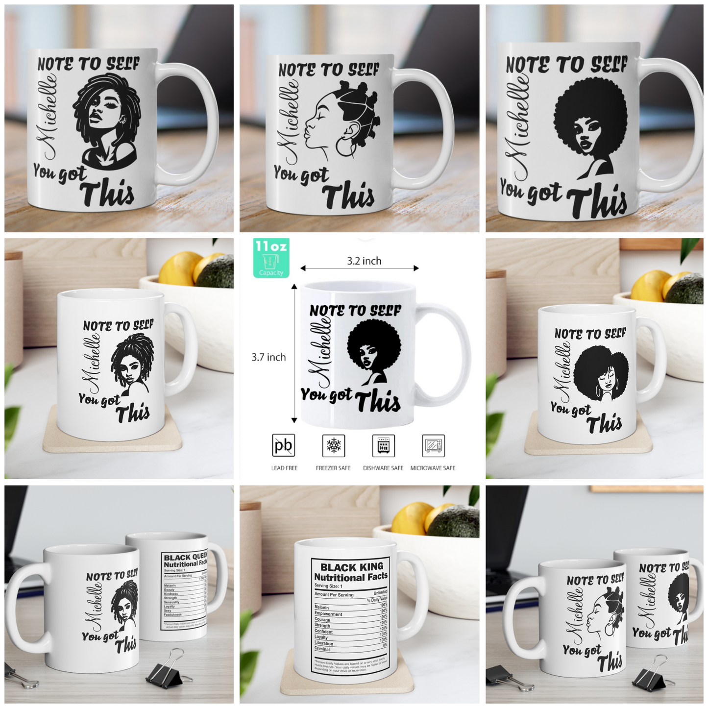 You Got This & Black Queen double sided Personalised mug: Add Name