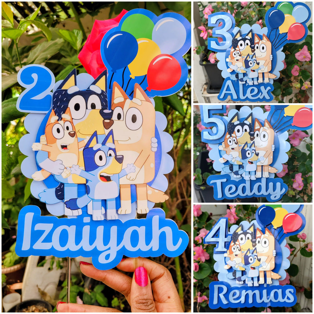 Bluey Bingo Birthday Cake Topper Personalised Name & Age