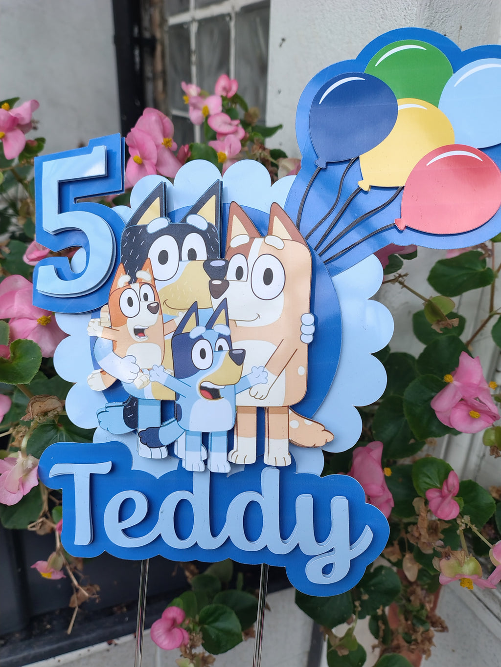Bluey Bingo Birthday Cake Topper Personalised Name & Age