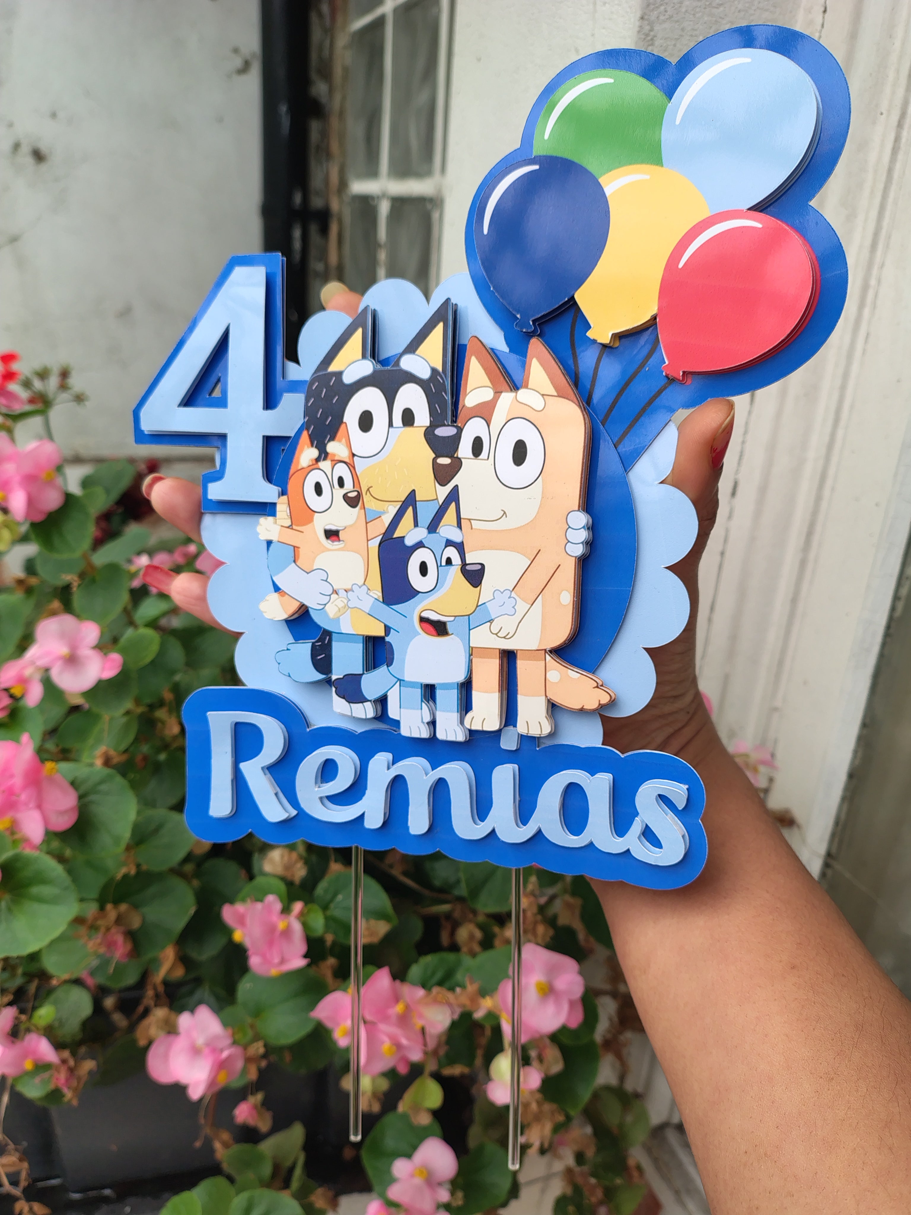 Bluey Bingo Birthday Cake Topper Personalised Name & Age