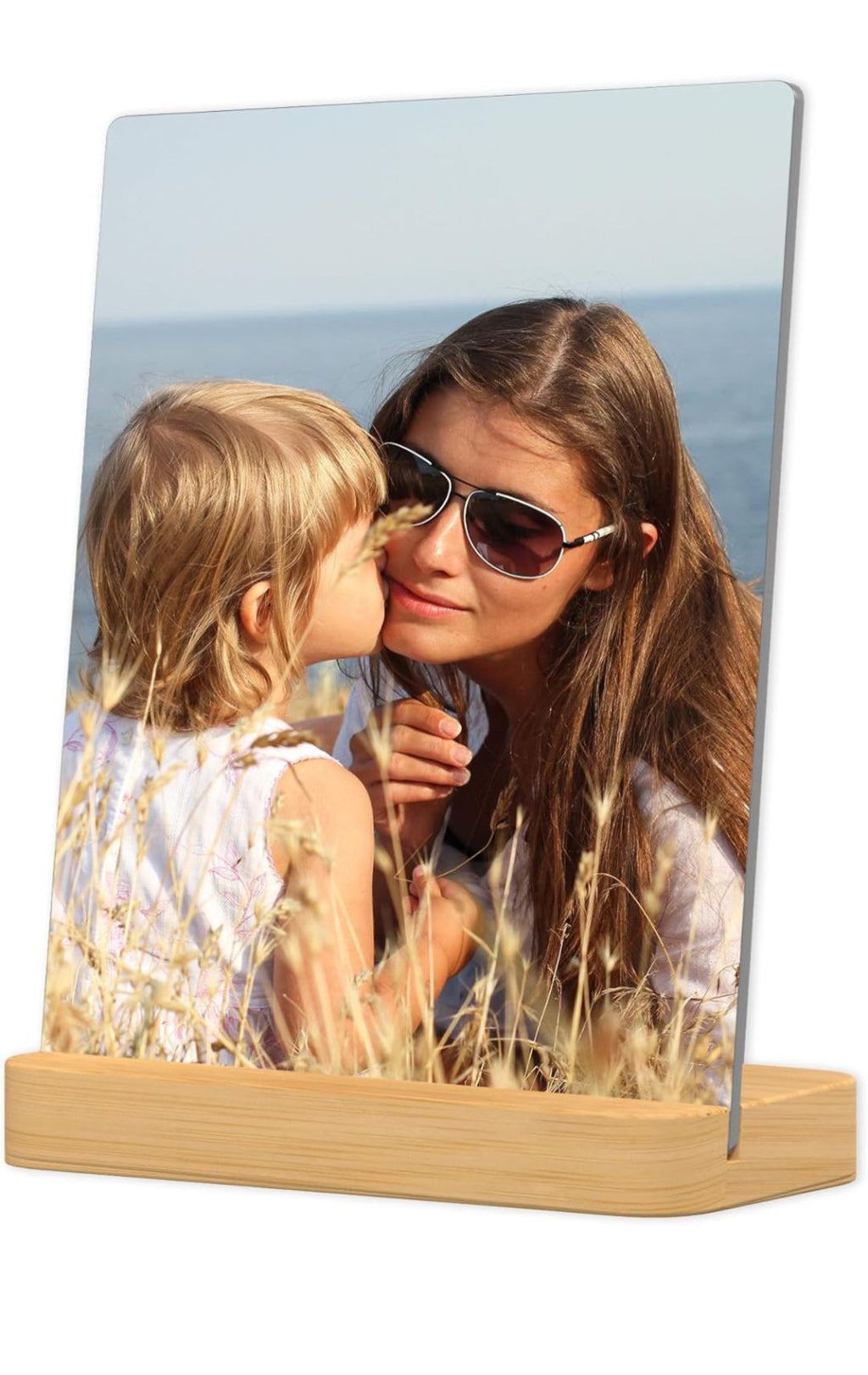 Custom Metal Photo Print with Natural Bamboo Base