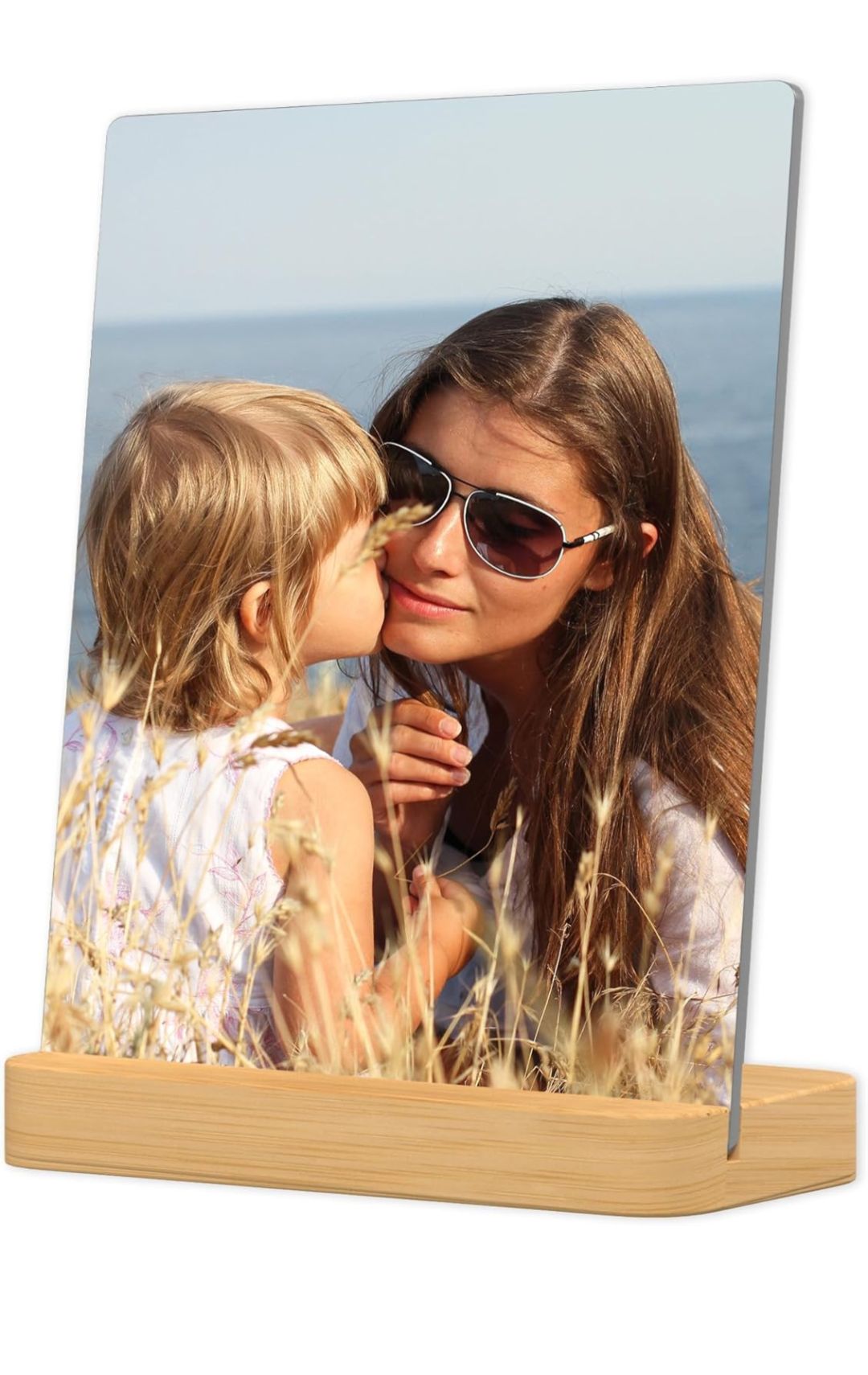 Custom Metal Photo Print with Natural Bamboo Base