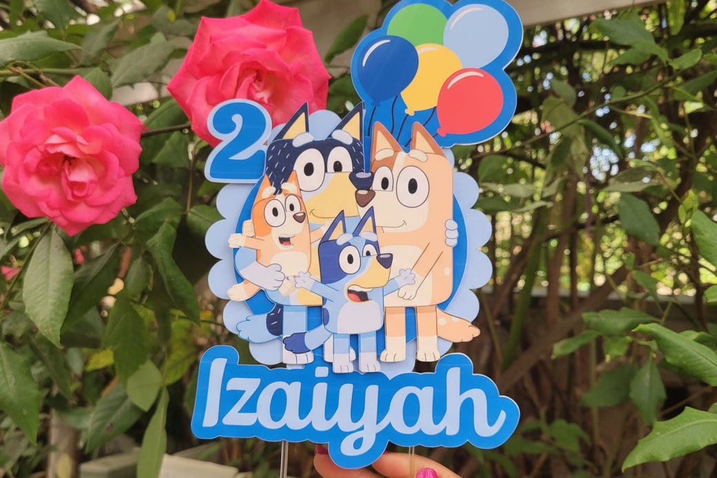 Bluey Bingo Birthday Cake Topper Personalised Name & Age