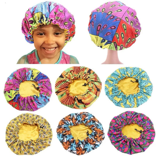 Baby & Kids Adjustable Satin Hair Bonnet / Sleeping Cap. Soft Satin Night Hats Colorful Cap for Girls / Boys