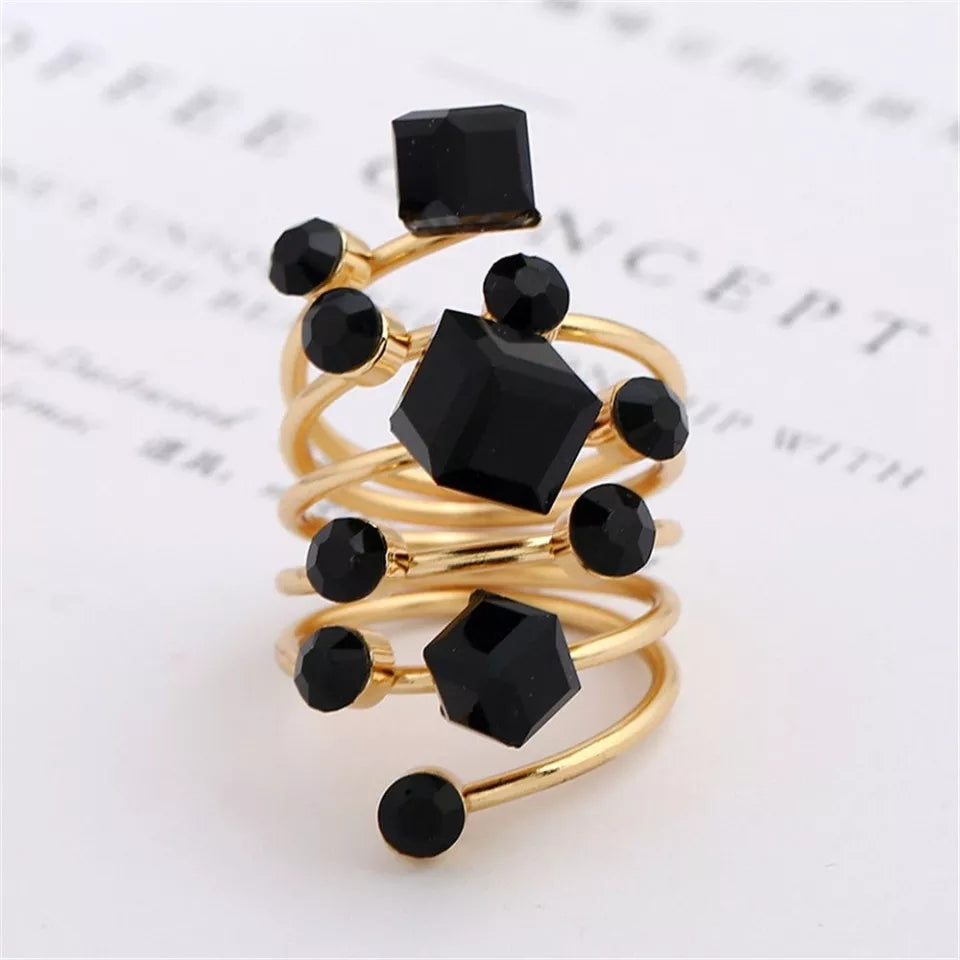 Black Rhinestone multilayered ring.