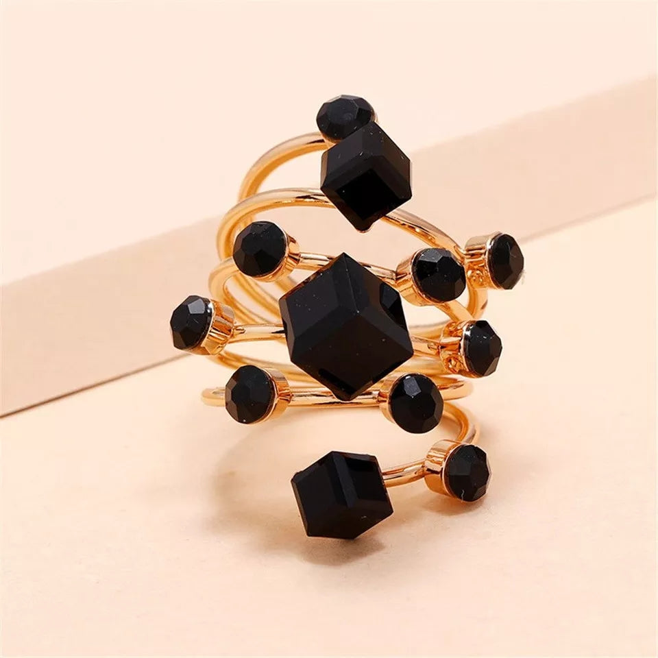 Black Rhinestone multilayered ring.